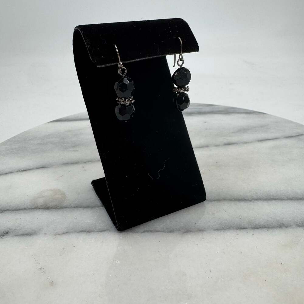 Black and silver beaded simple boho goth earrings